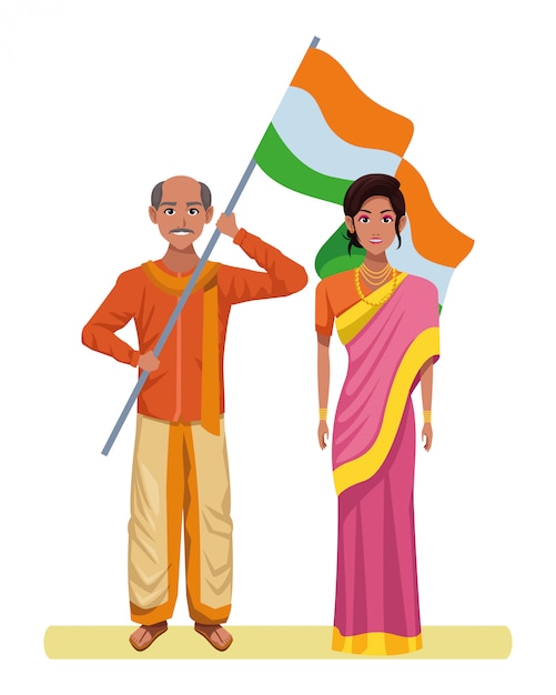 Vector indiase paar avatar stripfiguur