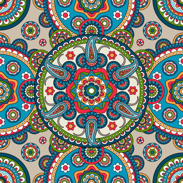 Indiase paisley mandala naadloze patroon