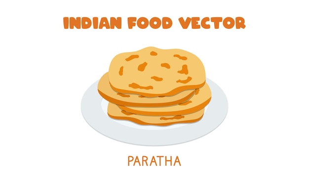 Vector indiase paratha - indiase flatbread paratha platte vector clipart cartoon. aziatisch eten. indiase keuken