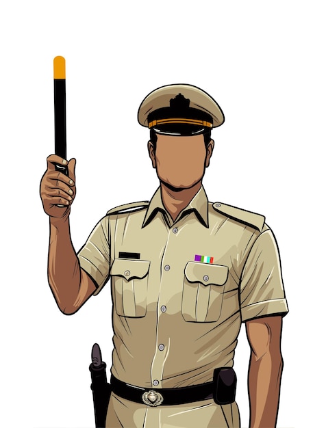 Indiase politieagent Politieagent in uniform met pistool