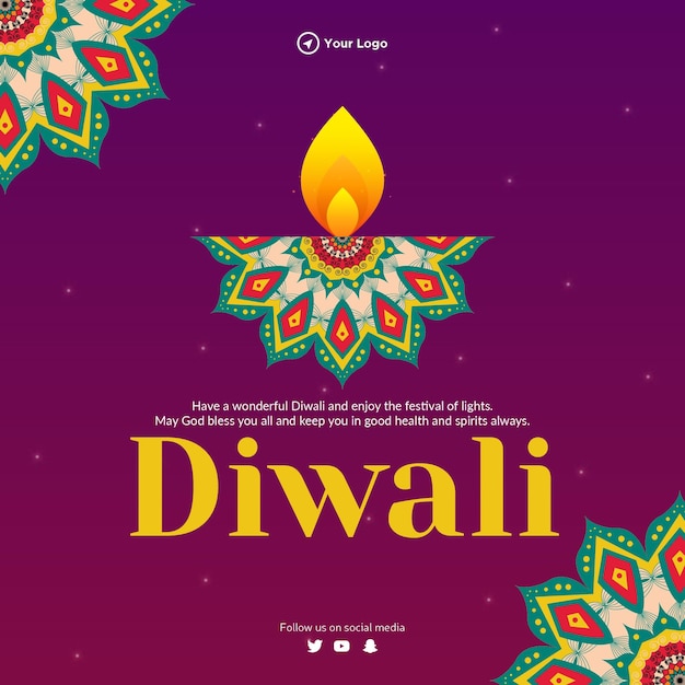 Indiase religieuze festival diwali banner ontwerpsjabloon