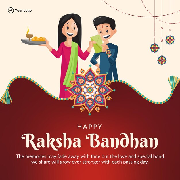 Indiase religieuze festival happy raksha bandhan banner ontwerpsjabloon