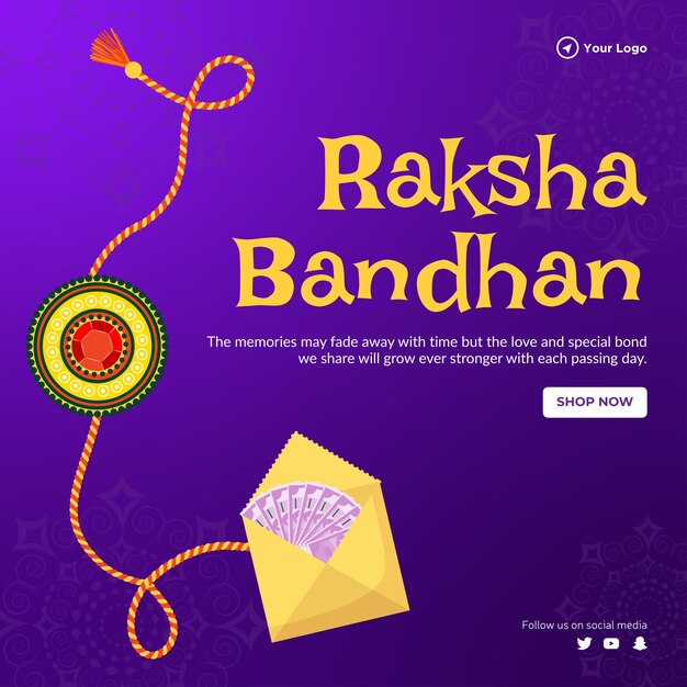 Indiase religieuze festival happy Raksha Bandhan banner ontwerpsjabloon