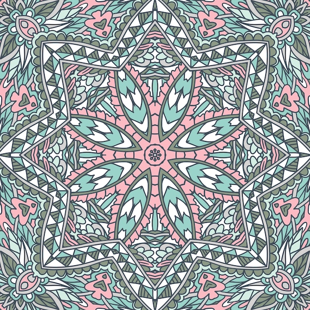 Indiase textiel stof ikat ontwerp volkskunst vector etnische abstracte naadloze feestelijke boho patroon achtergrond