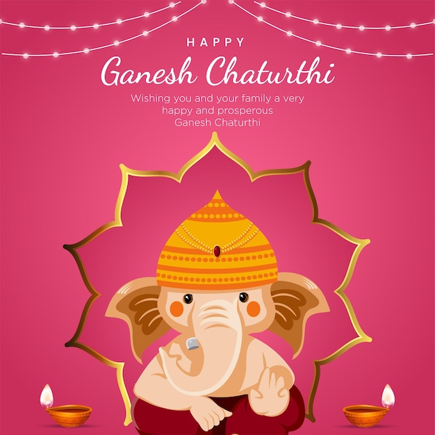 Indiase traditionele festival gelukkig Ganesh Chaturthi banner ontwerpsjabloon