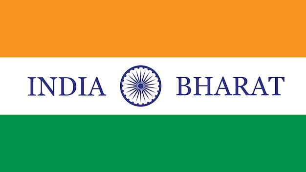 Indiase vlag met India en Bharat tekst in het midden vector illustratie