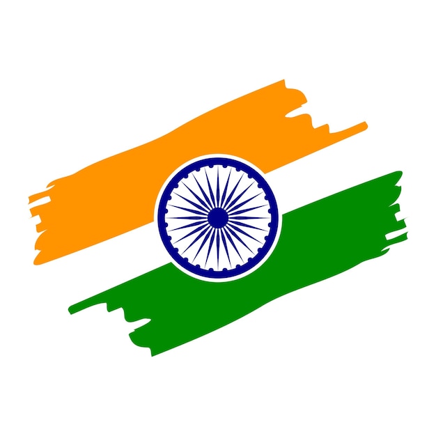 Indiase vlag penseelstreek driekleur met Ashok chakra vector illustratie eps