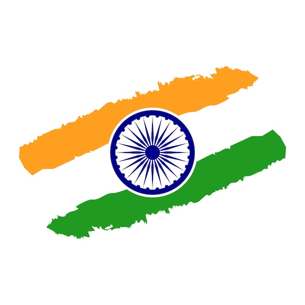Indiase vlag penseelstreek driekleur met Ashok chakra vector illustratie eps