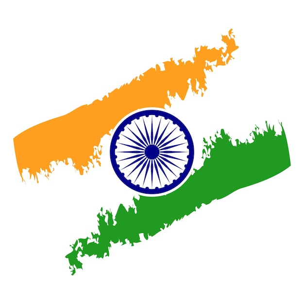 Indiase vlag penseelstreek driekleur met Ashok chakra vector illustratie eps