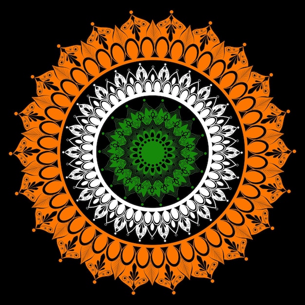 Indiase vlag thema met mandala. Vector illustratie.