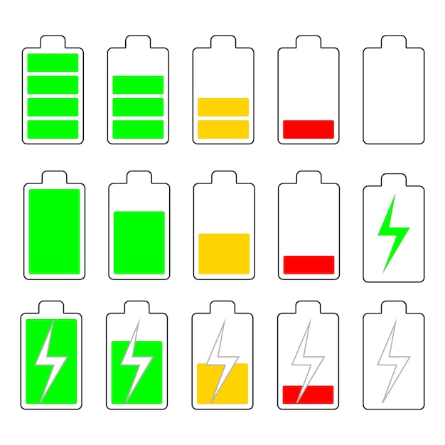 Indicatielampje batterijlading ingesteld batterijniveau van het horloge van de telefoon tablet batterijpictogram