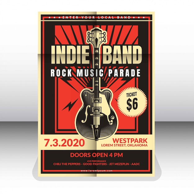 Vector indie band poster template