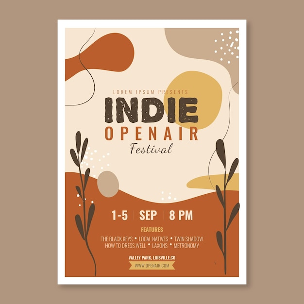 Vector indie fest flyer template