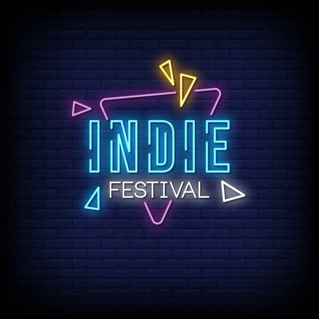 Indie festival neon signs style text