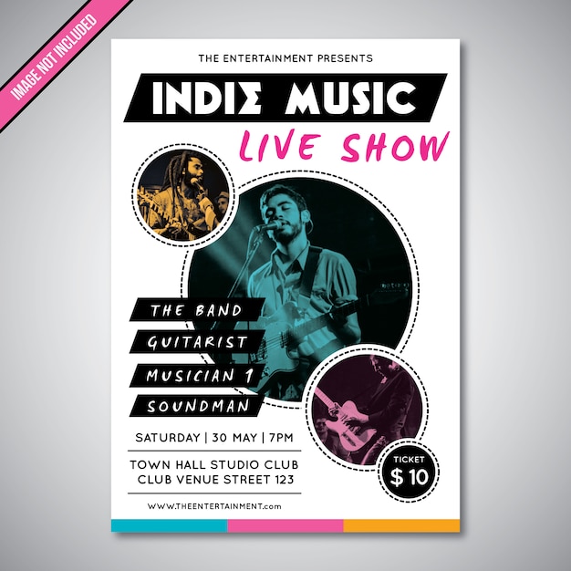 Vector indie music live show flyer template