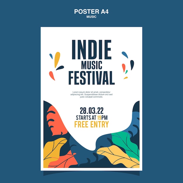 Indie muziekfestival posterontwerp