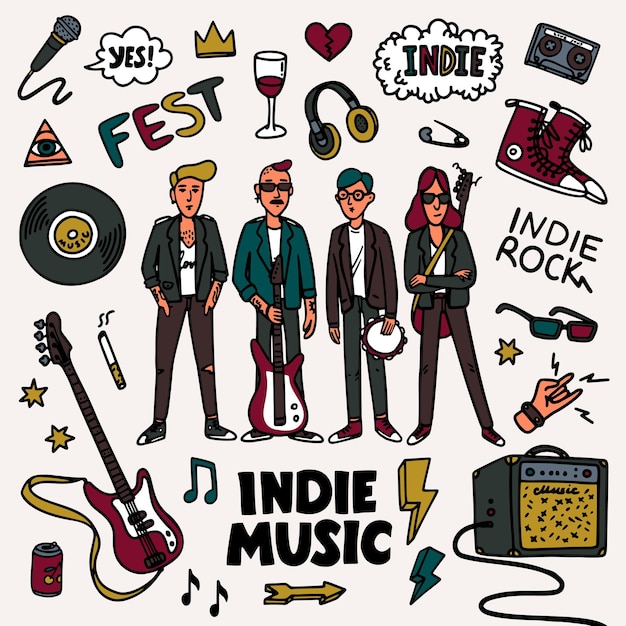 Vector indie rock music set