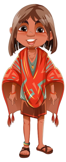 Vector indigenous girl cartoon character