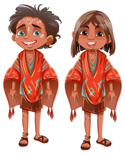 Vettore personaggio dei cartoni animati per bambini indigeni