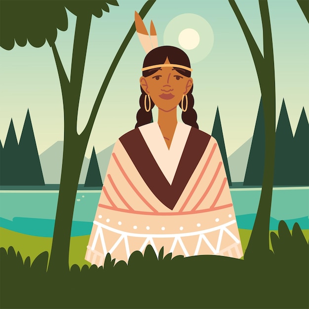 Vector indigenous native woman