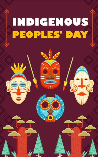 Indigenous peoples day masks of indigenous people