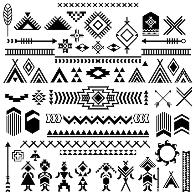 Вектор Коренные народы америки векторные символы ацтекских племен этнических элементов