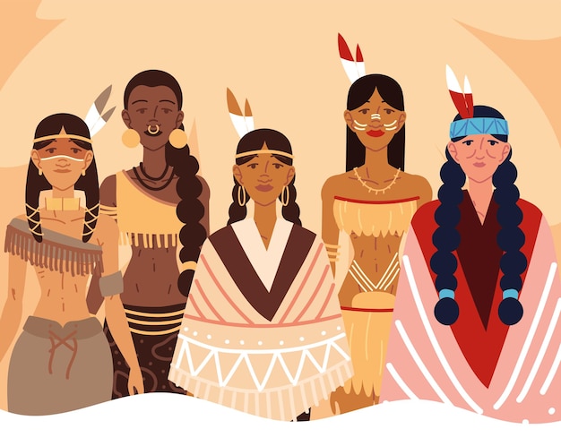 Vector indigenous women portrait