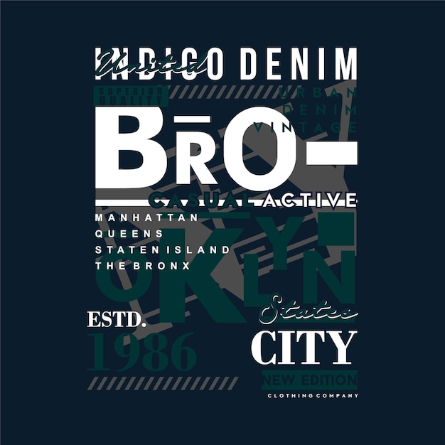 Indaco denim brooklyn grafica tipografia design moda t shirt vector