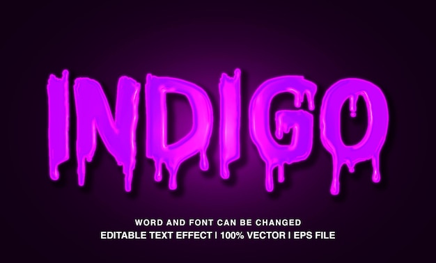 Вектор Эффект редактируемого текста indigo drip