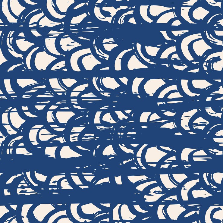 Indigo stropdas kleurstof naadloos patroon. Textuurgolven afdrukken. Geometrische naadloze vectorstrepen. Gestreepte aquarel textuur batik. Aquarel patroon. Biologische Japanse natuurlijke tegels. Blauw-witte print.