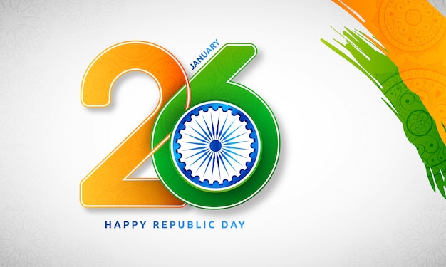 Indische Republiek dag concept met 26 januari tekstdecoratie