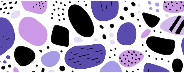 Individual handdrawn geometric patterns colorful handdrawn vector light violet and dark black