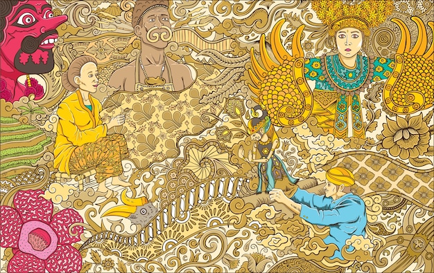 IndonesiÃ «cultuur illustratie