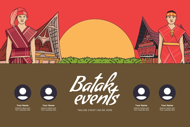 Vettore idea di layout di design bataknese indonesiano per social media o sfondo di eventi