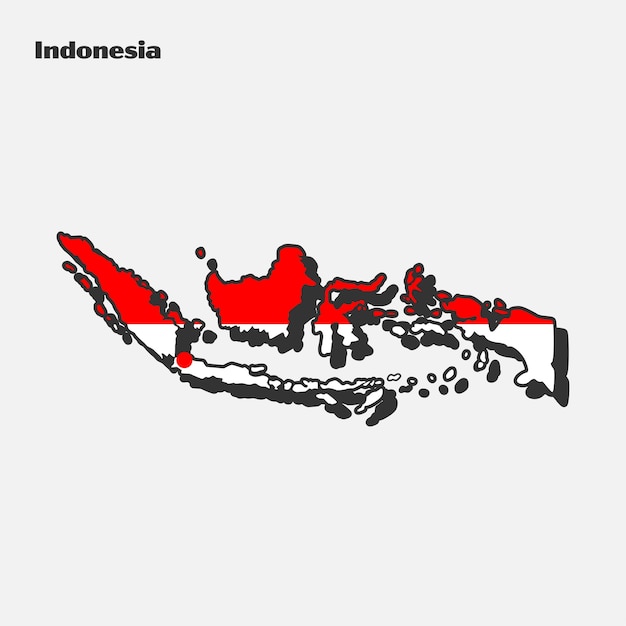 Infografica della mappa della bandiera del paese dell'indonesia