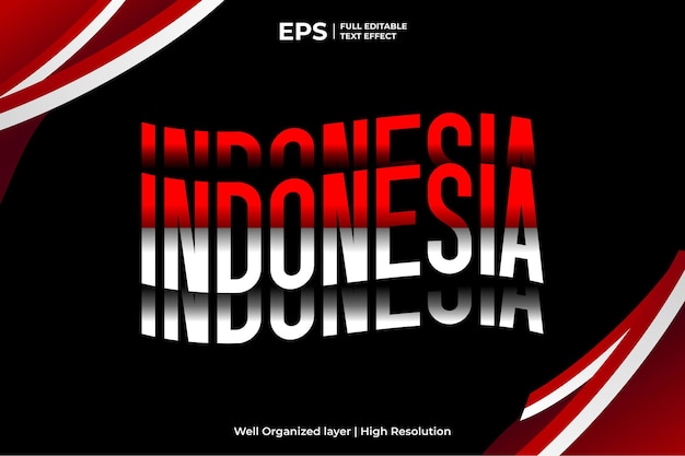 Vettore effetto di testo modificabile dell'indonesia per la celebrazione del giorno dell'indipendenza dell'indonesia