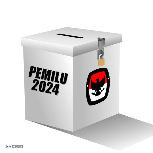 Vettore giorno delle elezioni in indonesia con testo di traduzione della casella di voto kpu pilpres elezioni pemilu eps vect