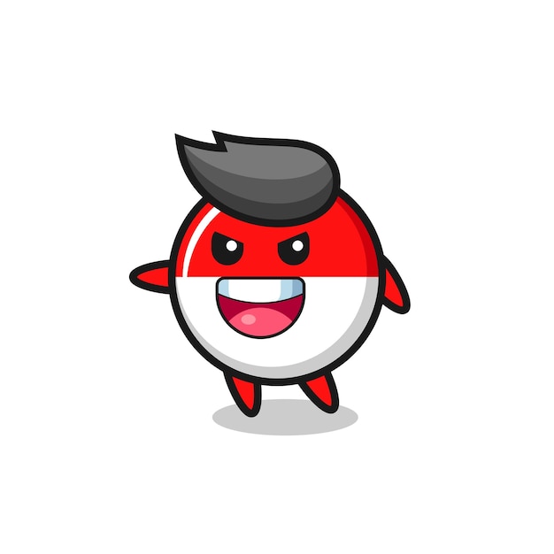 Indonesia flag badge cartoon with very excited pose