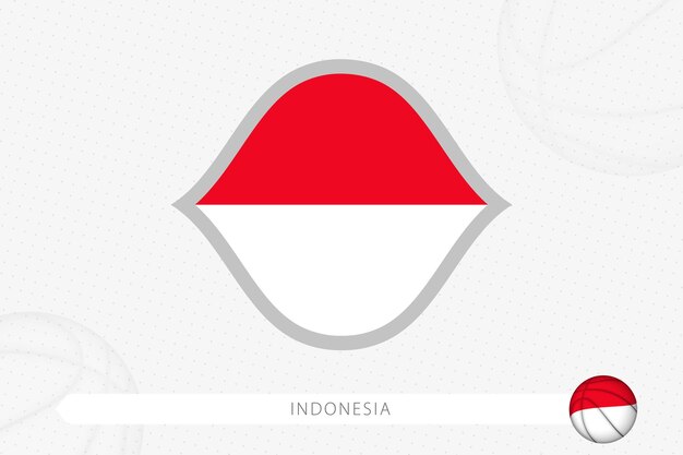 Indonesia flag for basketball competition on gray basketball background.