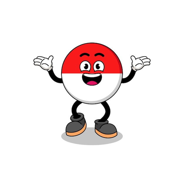 Indonesia flag cartoon searching with happy gesture character design