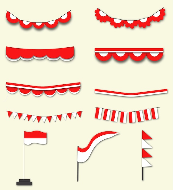 ベクトル インドネシアの国旗要素紙のカット スタイル