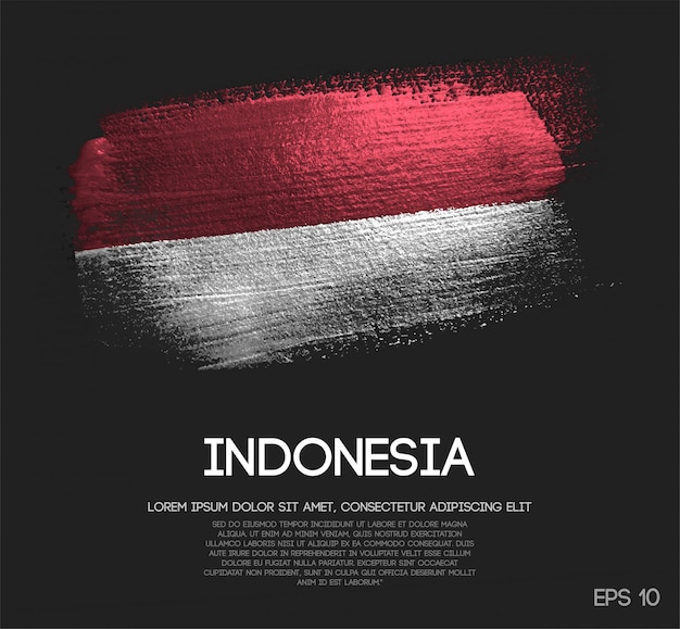グリッタースパークルブラシペイントで作られたインドネシアの旗
