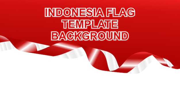 Indonesia flag ribbon background template design white and red for independence day, hero day