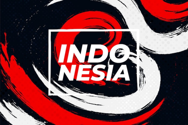 Флаг Индонезии с концепцией кисти С Днем независимости Индонезии Флаг Индонезии в стиле гранж