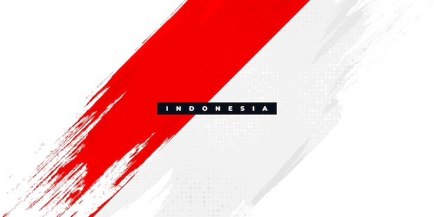 Bandiera dell'indonesia con il concetto di pennello felice festa dell'indipendenza indonesiana bandiera dell'indonesia in stile grunge