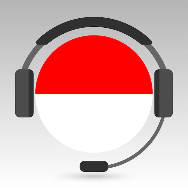 Indonesia flag with headphones support sign Vector illustration