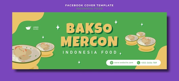 Modello di copertina di facebook cibo indonesiano