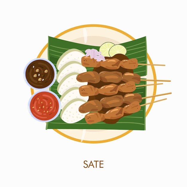 ベクトル インドネシア料理、サテのベクトル図