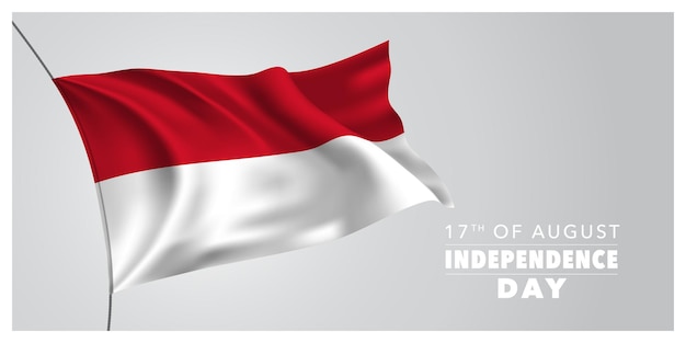 Illustrazione orizzontale di vettore dell'insegna della cartolina d'auguri del giorno dell'indipendenza felice dell'indonesia