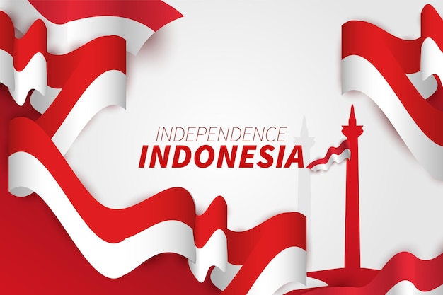 Vector indonesia independence background with flag